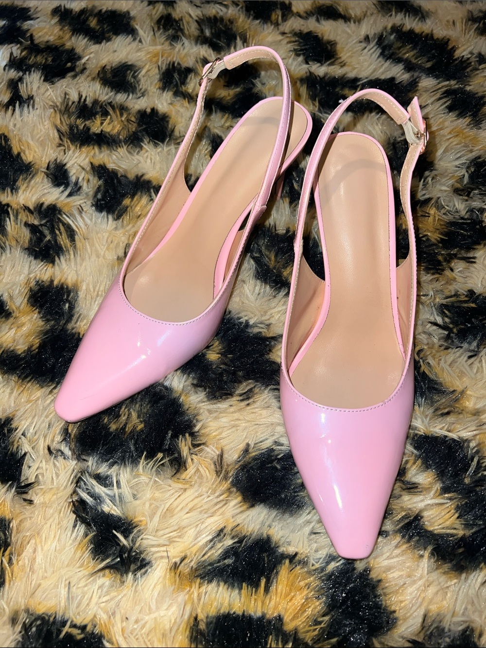 Baby Pink Pointed-Toe Slingback Pumps
